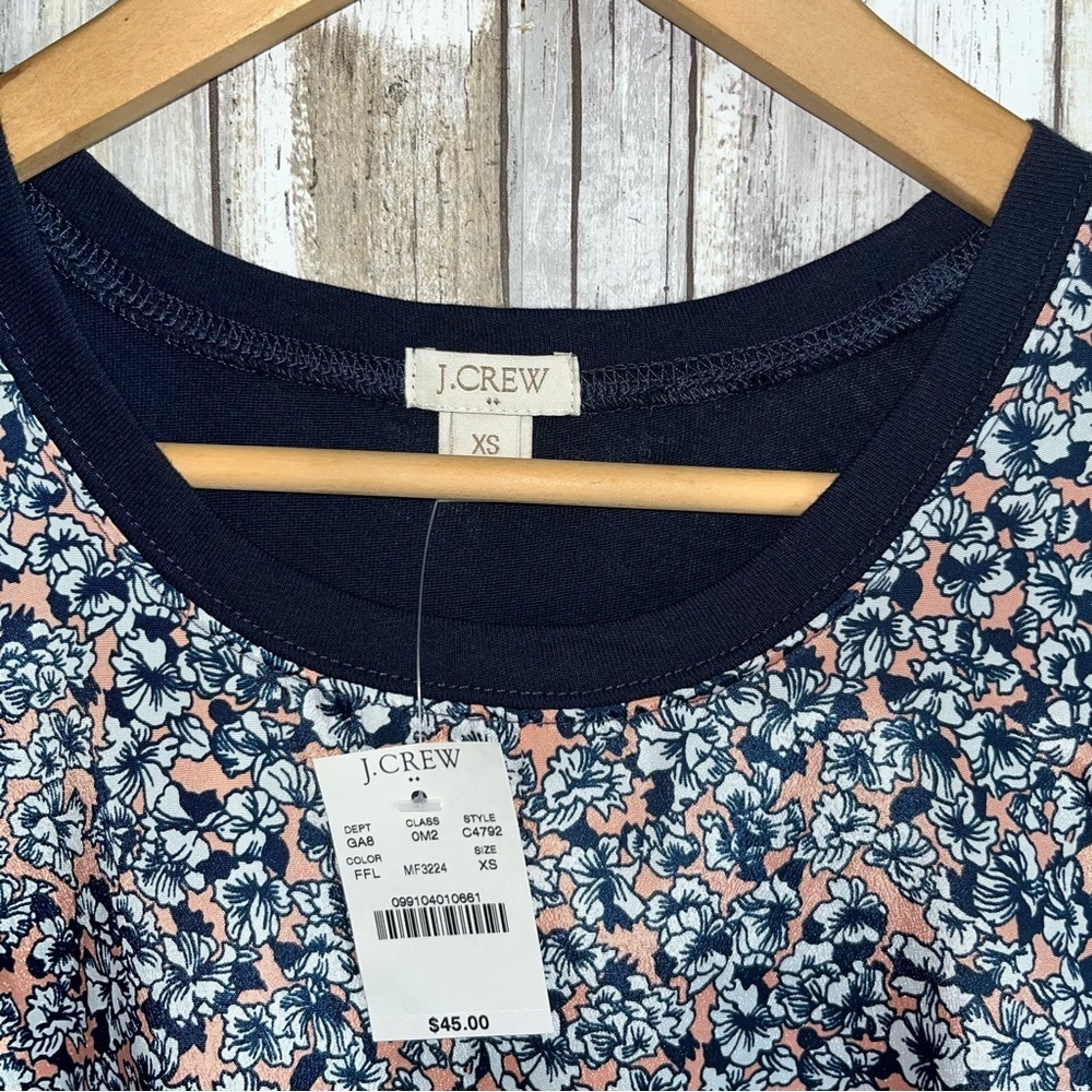 J.Crew Floral Tank Top NWT XS Navy Pink Sleeveless Lightweight Summer Top - Picture 4 of 4